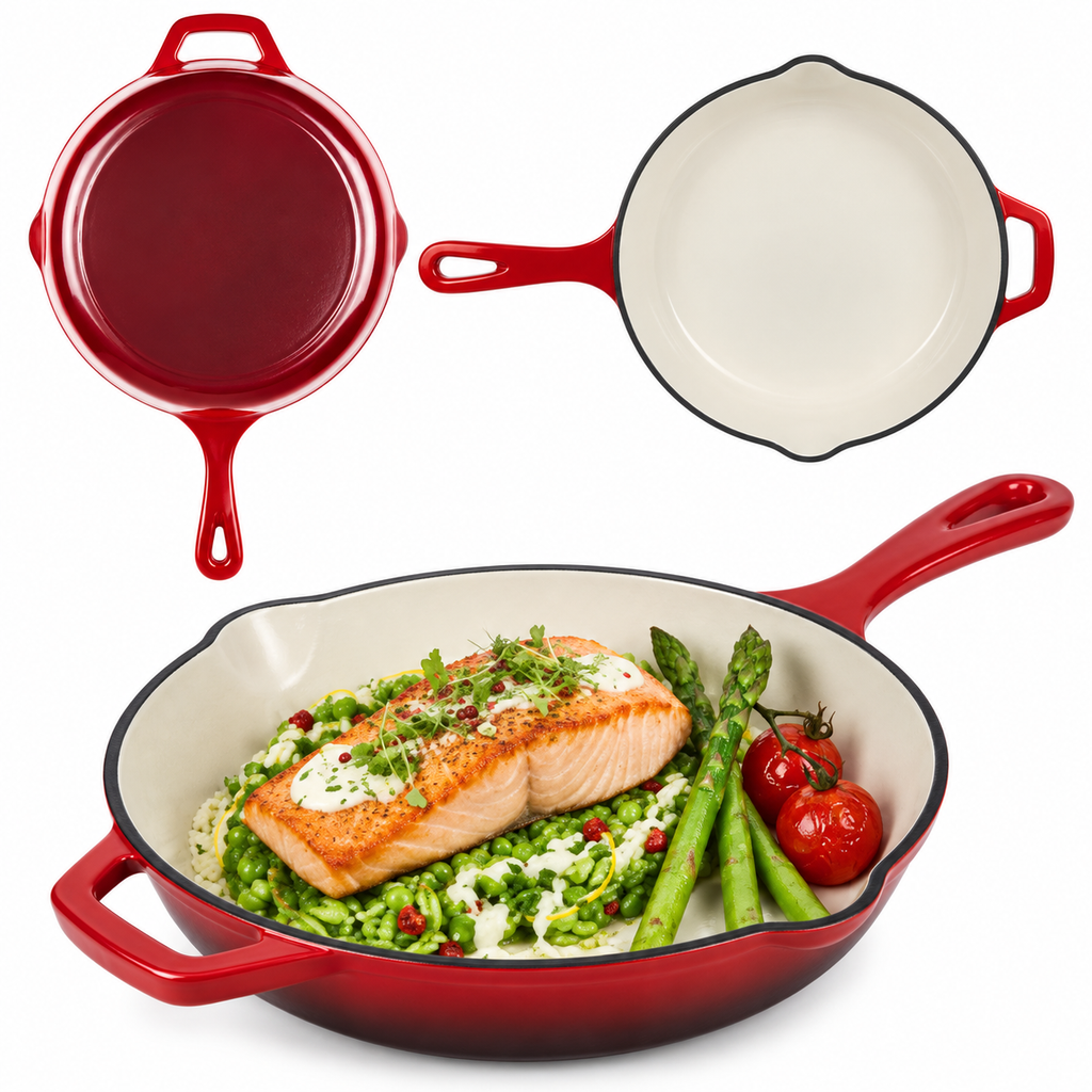 Poêle en fonte émaillée 26 cm – Rouge
