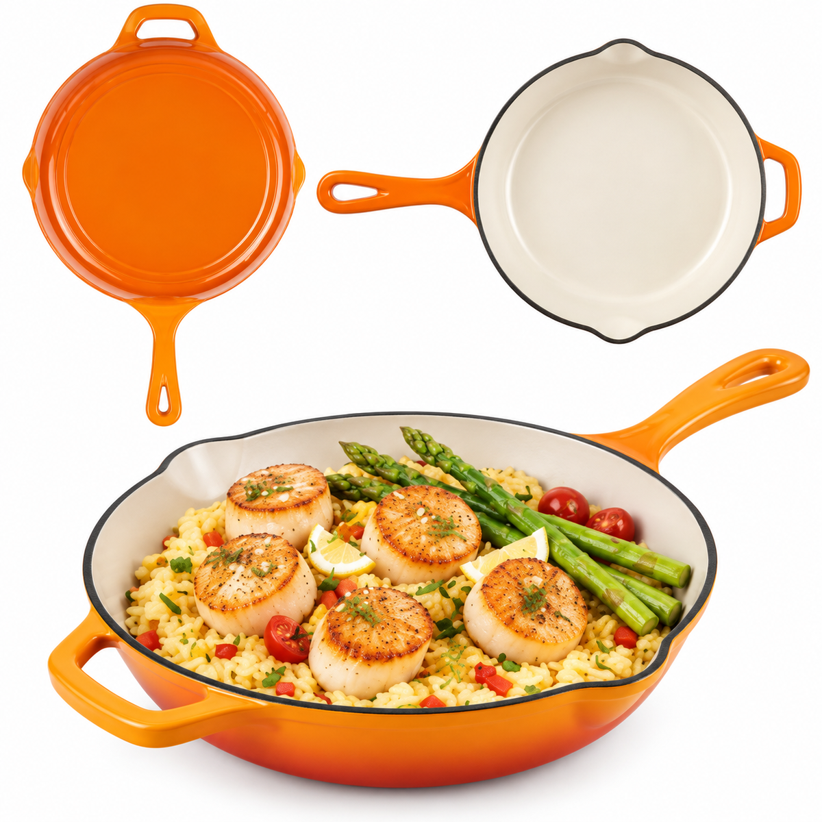 Poêle en fonte émaillée 26 cm – Orange