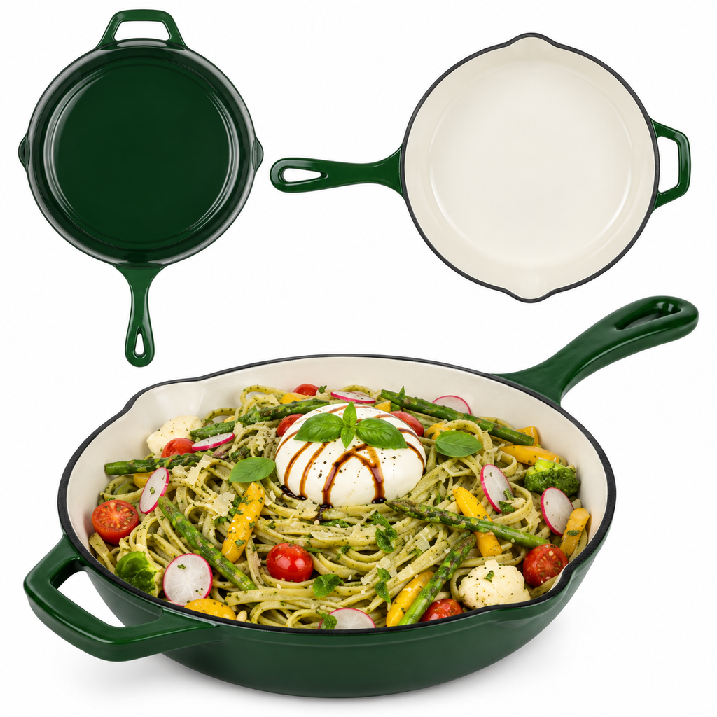 Poêle en fonte émaillée 26 cm – Vert bouteille