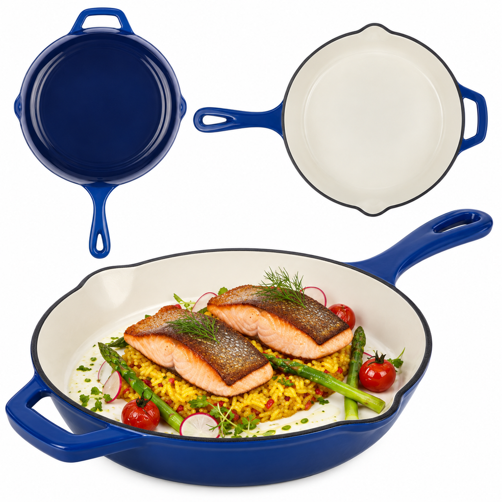 Poêle en fonte émaillée 26 cm – Bleu