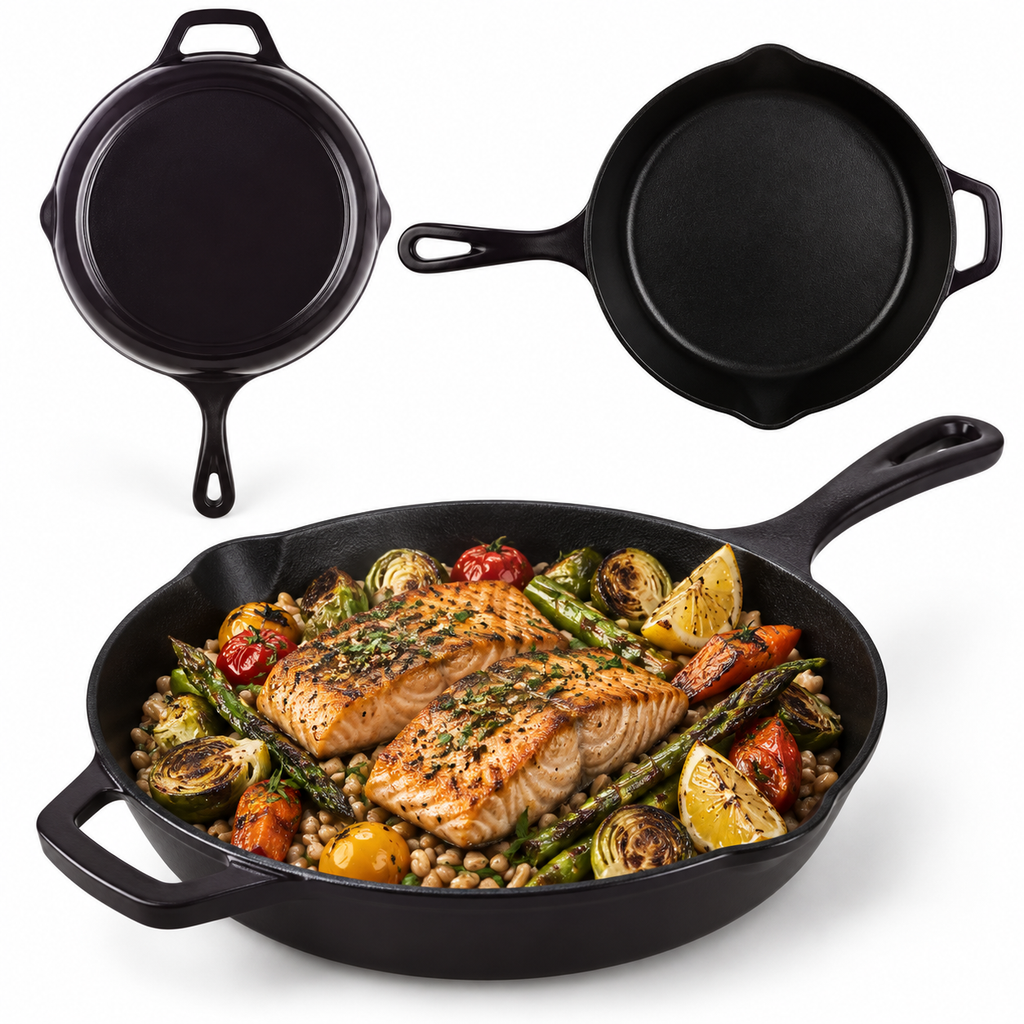 Poêle en fonte émaillée 26 cm – Noir mat