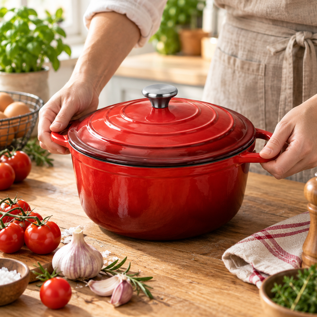 Cocotte en fonte émaillée 26 cm – 5 L – Rouge