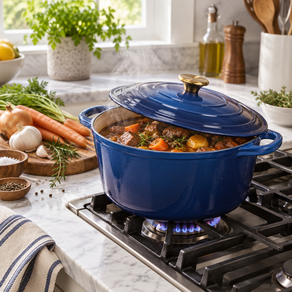 Cocotte en fonte émaillée 24 cm – 4 L – Bleu