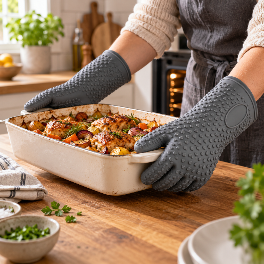 Gant de cuisine en silicone – Cinq doigts – Jusqu'à 260 °C