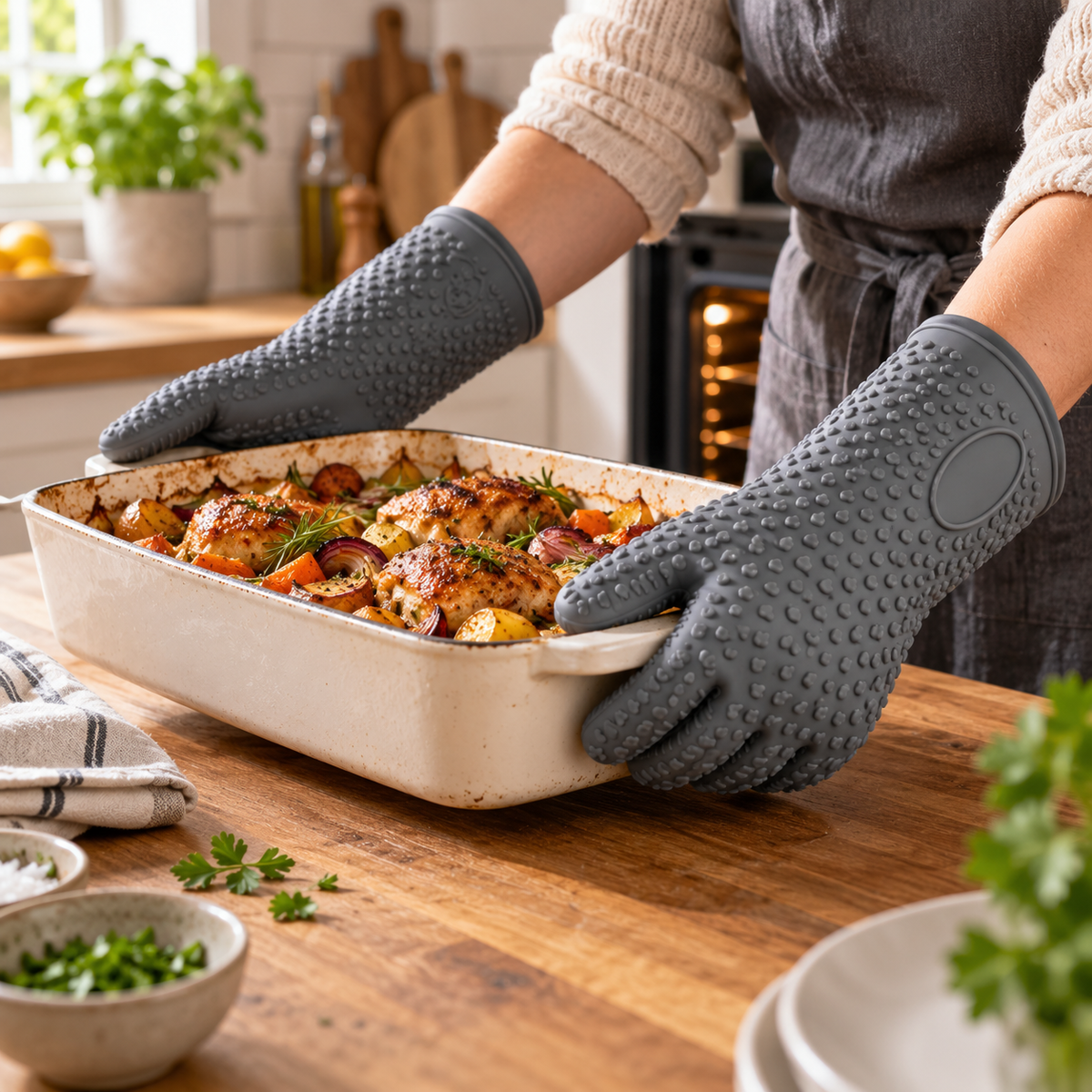 Gant de cuisine en silicone – Cinq doigts – Jusqu'à 260 °C