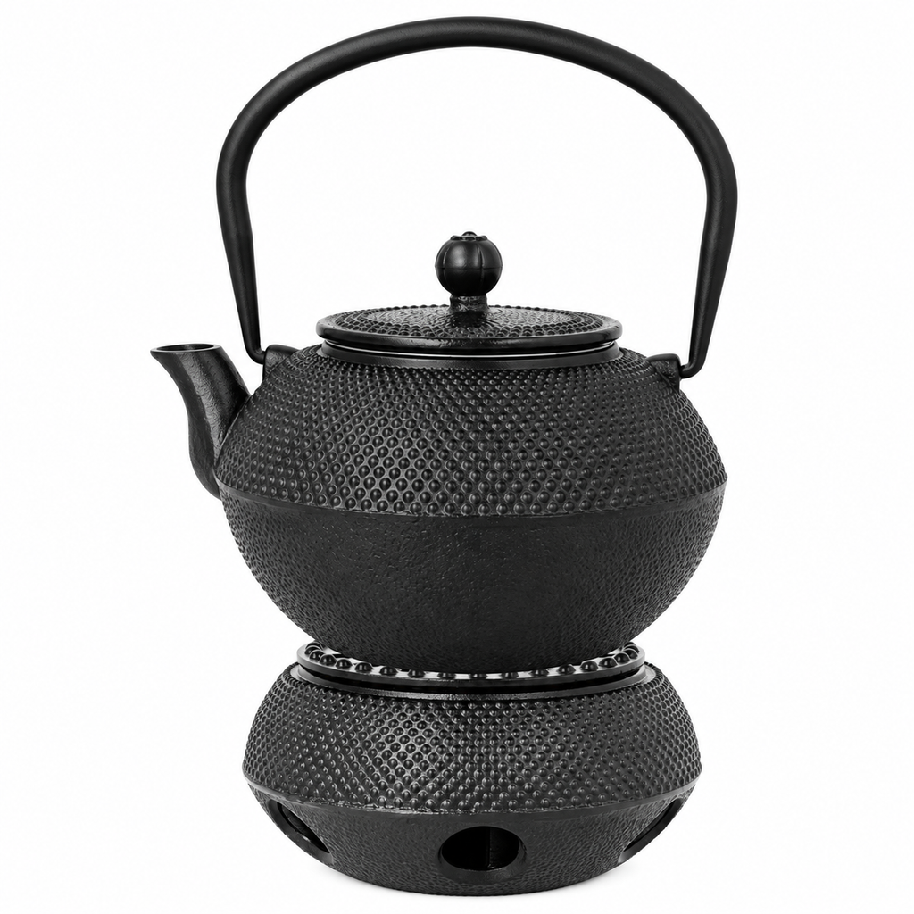 Théière en fonte 850 ml – Filtre inox et réchaud à bougie