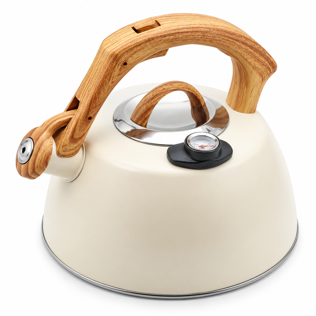 Bouilloire à sifflet 3 L – Thermomètre intégré – Beige